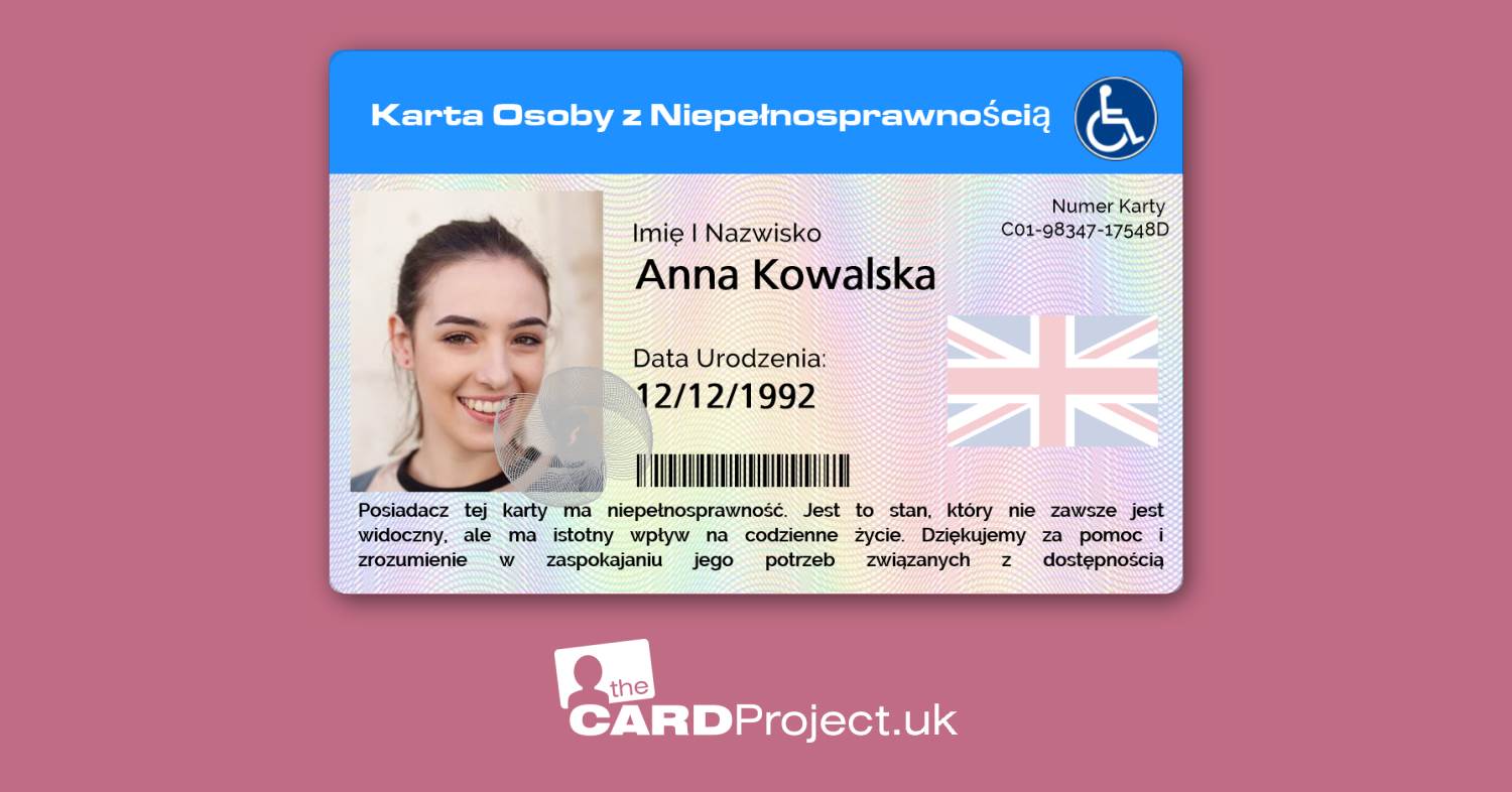 English Polish Disability ID Card (FRONT)